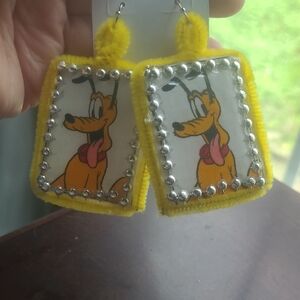 Hand Crafted Yellow Felt Cartoon Character Dangle Earrings